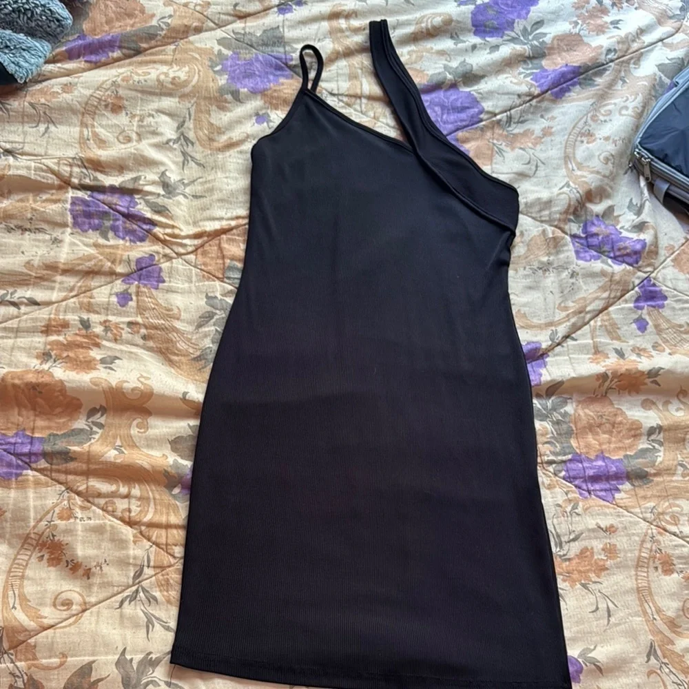 SHEIN Black Asymmetrical One-Shoulder Bodycon Dress